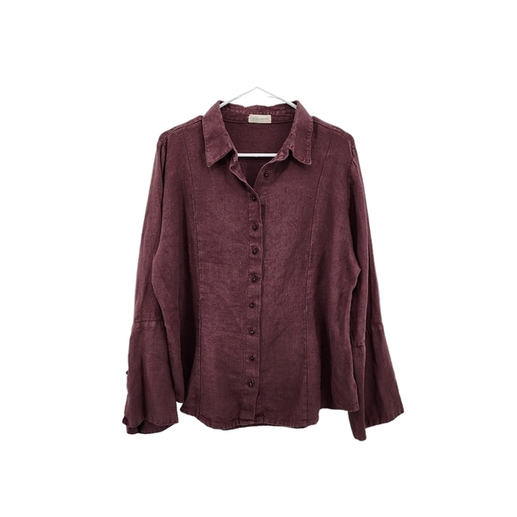 Krista Larson Women's Linen Button Down Shirt - OS - Picture 1 of 6